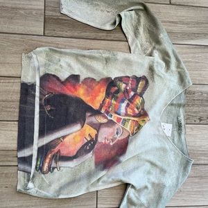 Silky shirt with ethnic lady on the front